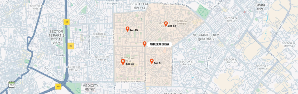 Construction plan of Ambedkar Chowk Flyover connecting Sector 45, 46, 51, and 52